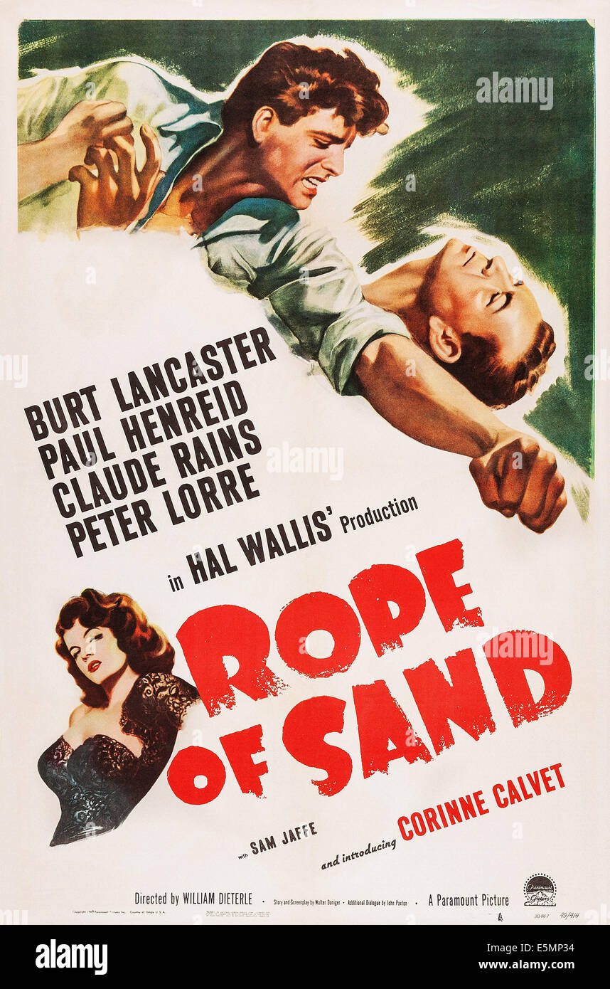 Corde de sable, de nous poster art, haut, de laisser : Burt Lancaster, Paul Heinreid ; en bas à gauche : Corinne Calvet, 1949 Banque D'Images