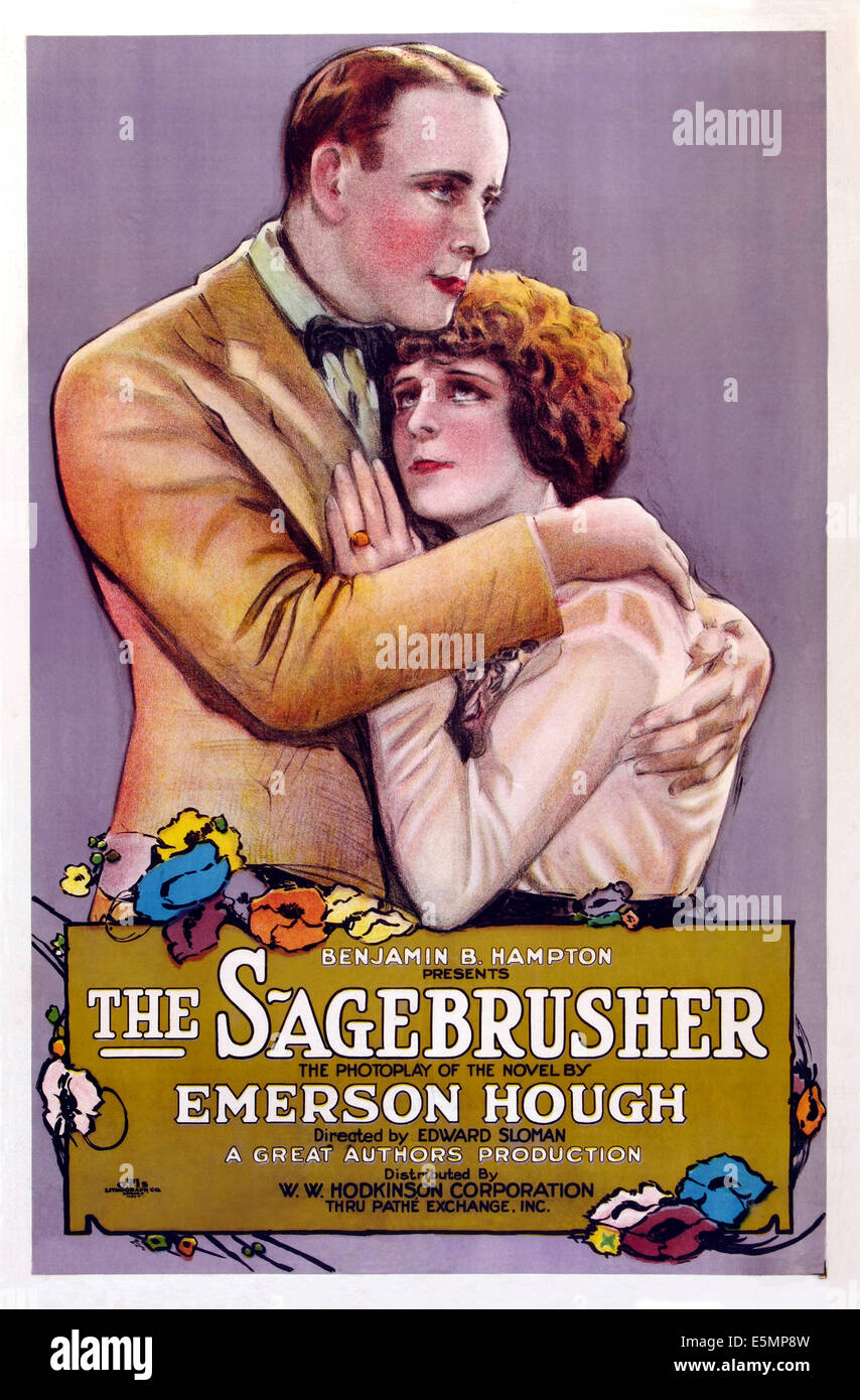 Le SAGEBRUSHER, l-r : Roy Stewart, Marguerite De La Motte sur l'affiche, 1920. Banque D'Images