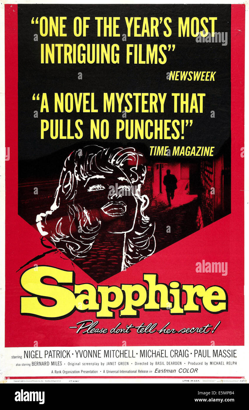 Le saphir, de nous poster art, 1959. Banque D'Images