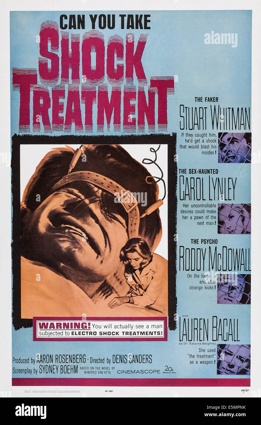 Le traitement de choc, de nous poster art, droite à partir du haut : Stuart Whitman, Carol Lynley, Roddy McDowall, Lauren Bacall, 1964. TM & Banque D'Images