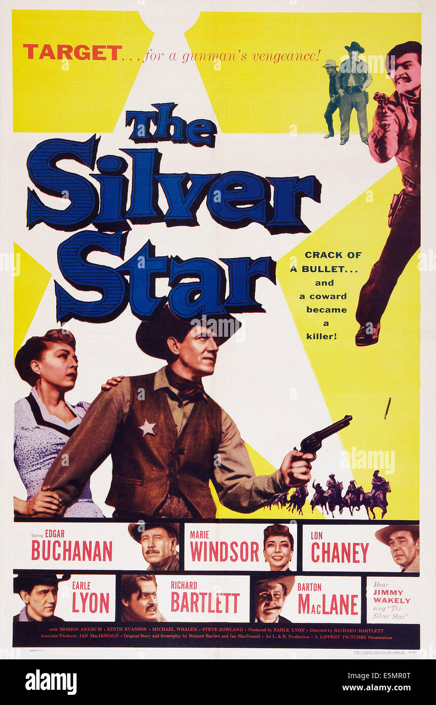 Le SILVER STAR, en haut de gauche à droite : Marie Windsor, Earle Lyon, Richard Bartlett (moustache), rangée du haut de gauche à droite : Edgar Buchanan, Banque D'Images