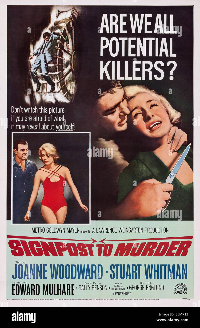 La marque d'un meurtre, de nous poster art, de gauche : Stuart Whitman, Joanne Woodward, 1964 Banque D'Images
