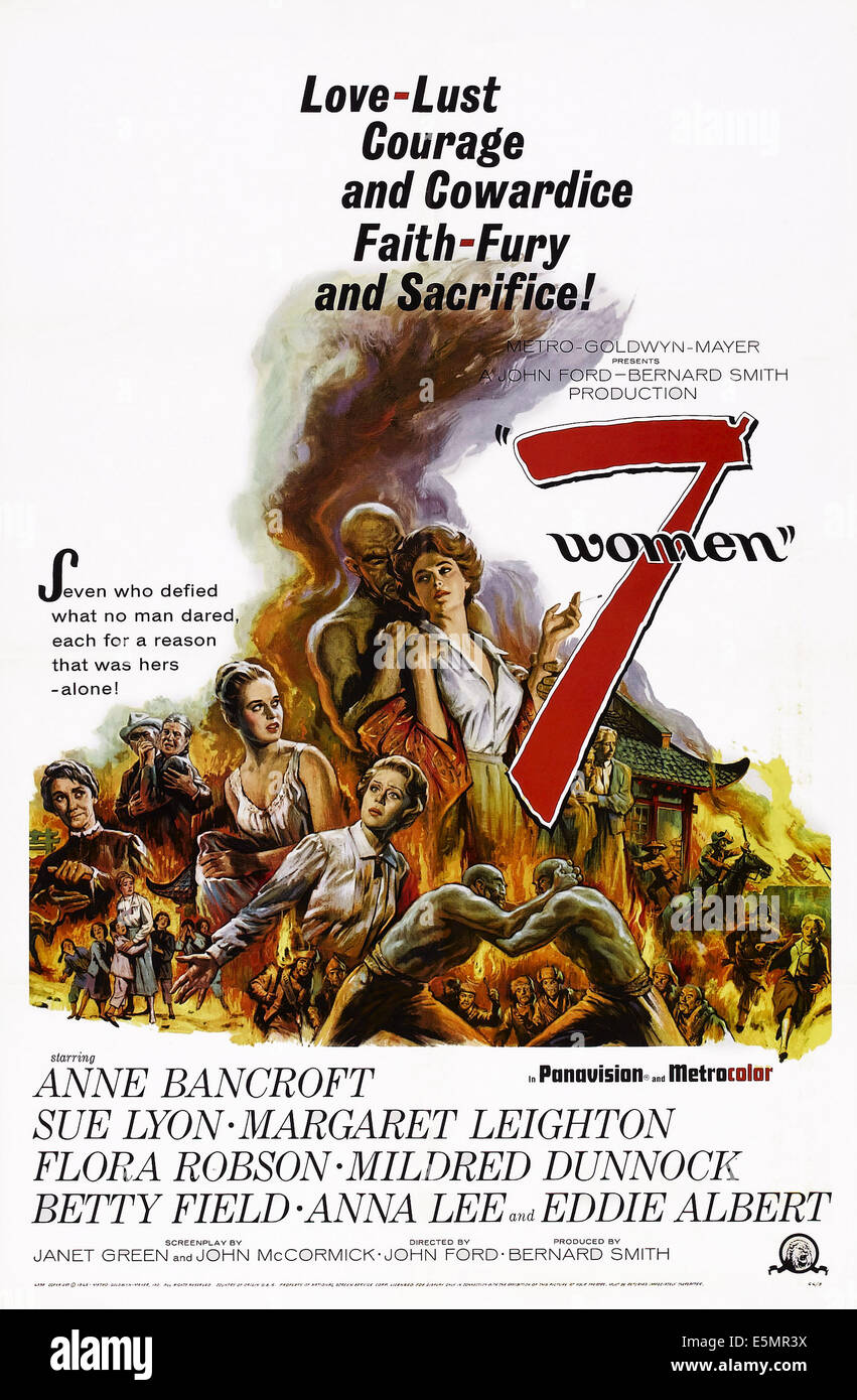 7 FEMMES, (aka 7 femmes), de nous poster, arrière de gauche à droite : Mildred Nid, Sue Lyon, Anne Bancroft, 1966 Banque D'Images