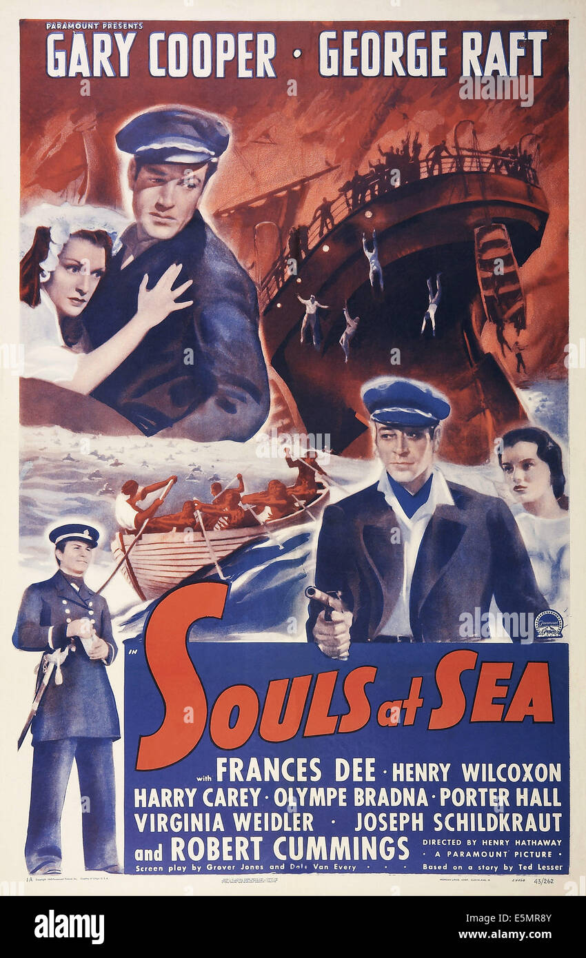 Âmes EN MER, L-r : Frances Dee, Gary Cooper, George raft sur l'affiche, 1937 Banque D'Images