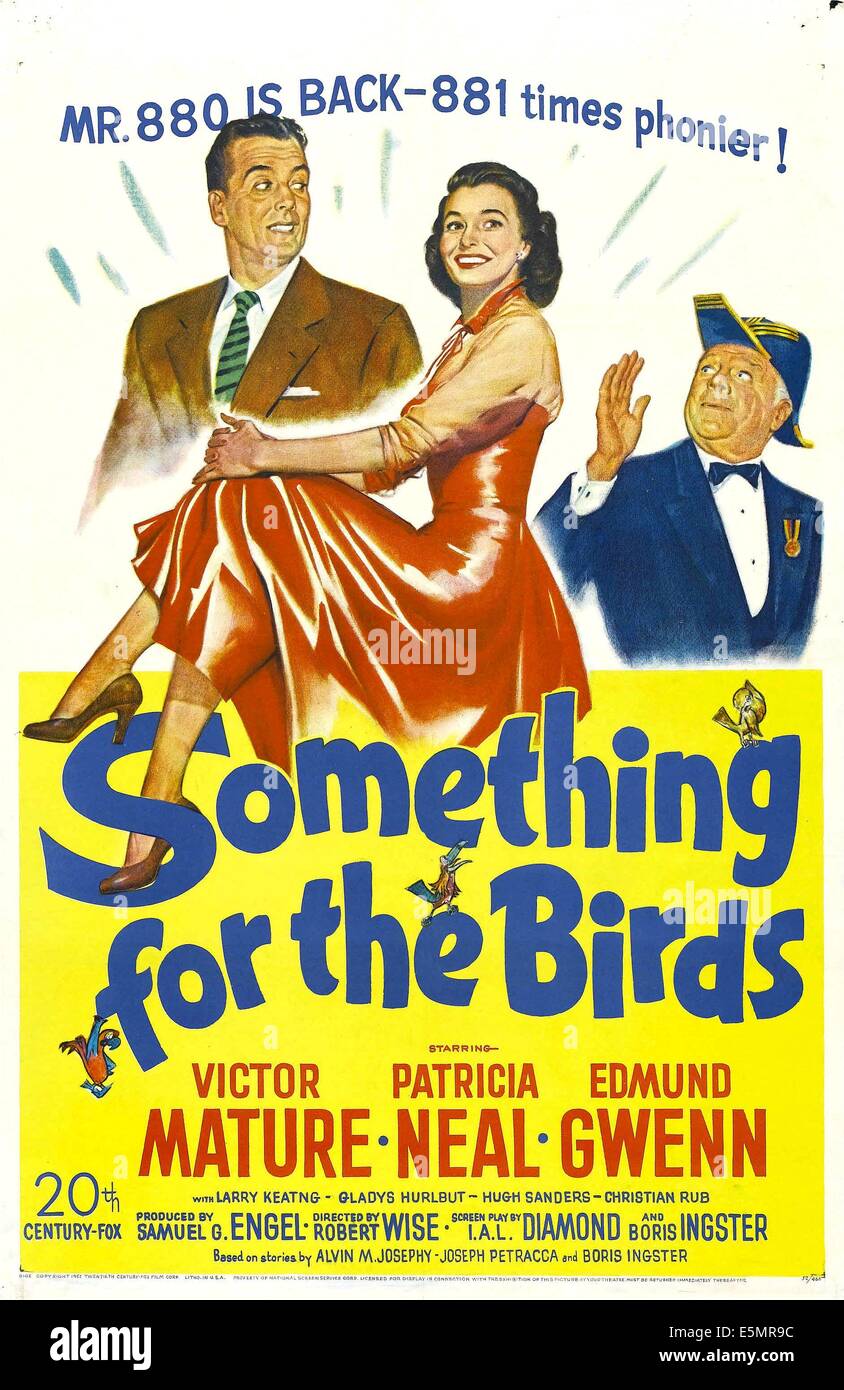 Quelque chose pour les oiseaux, de gauche à droite : Victor mature, Patricia Neal, Edmund Gwenn, US Poster ART, 1952. TM AND copyright 20e Banque D'Images