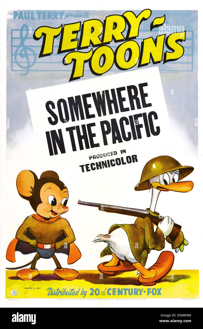 Quelque part dans le Pacifique, de nous poster, extrême gauche : Mighty Mouse, 1943. TM & © Copyright 20th Century Fox Film Corp./avec la permission Banque D'Images Quelque part dans le Pacifique, de nous poster, extrême gauche : Mighty Mouse, 1943. TM & © Copyright 20th Century Fox Film Corp./avec la permission Banque D'Images