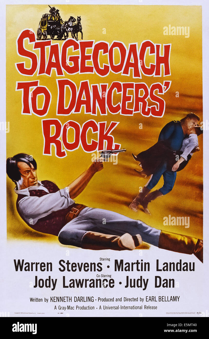 STAGECOACH TO DANCERS' ROCK US, poster, Martin Landau (avant), 1962 Banque D'Images