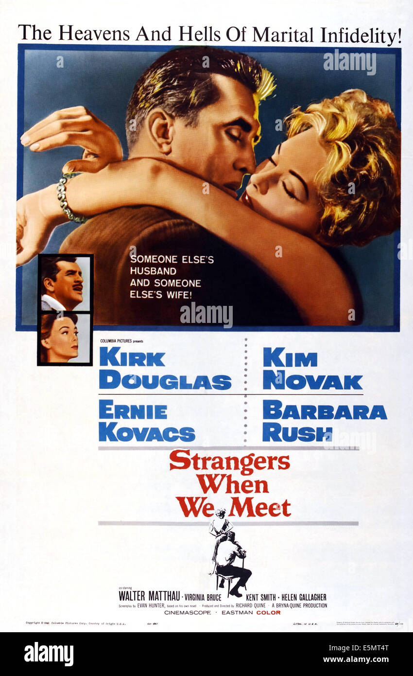 Des étrangers quand nous rencontrer, de nous poster art, haut : Kirk Douglas, Kim Novak ; gauche insère : Ernie Kovacs, Barbara Rush, 1960 Banque D'Images