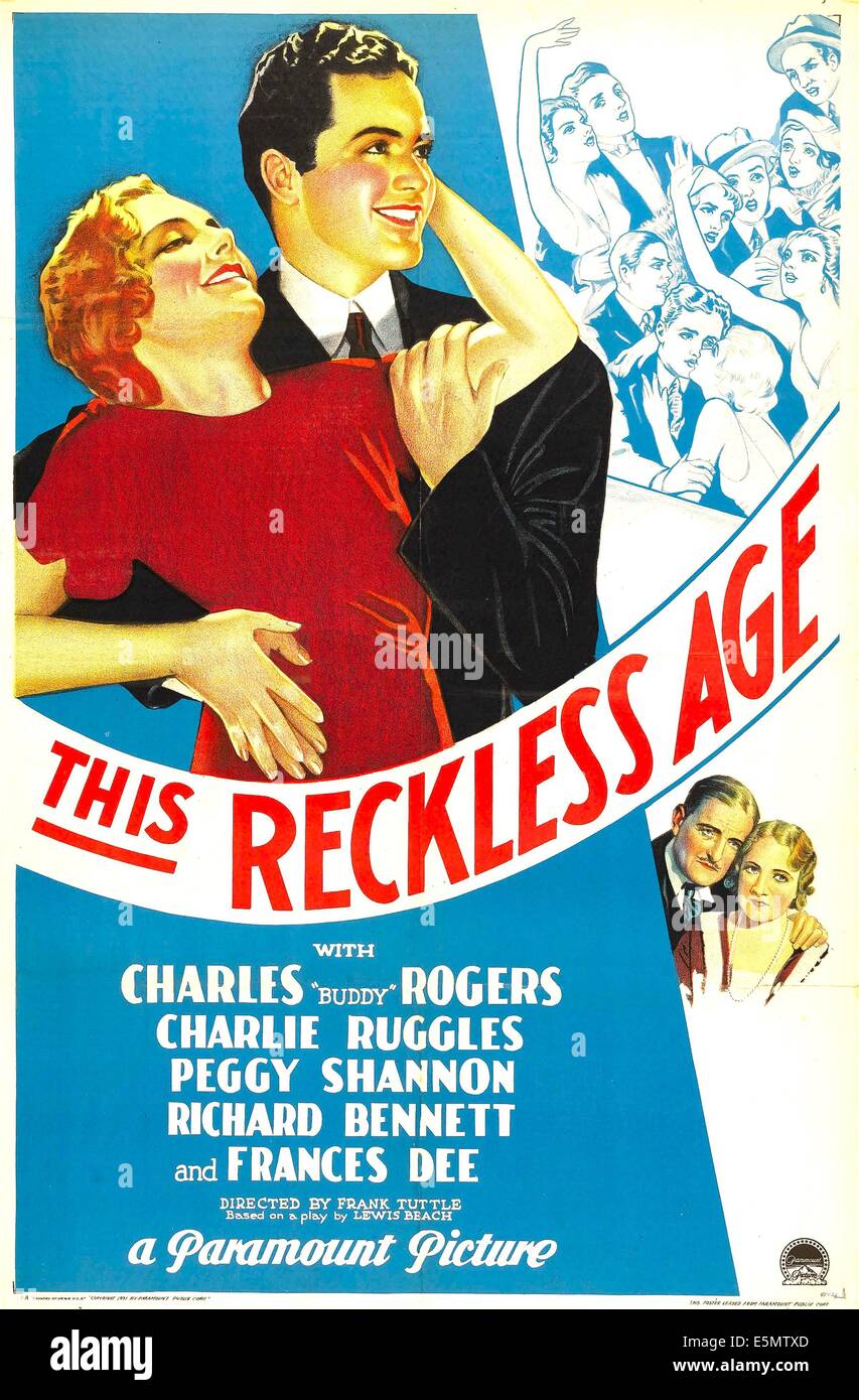 Cette téméraire à l'âge, le haut à partir de la gauche : Peggy Shannon, Charles 'Buddy' Rogers, en bas de gauche à droite : Richard Bennett, Frances Dee, 1932. Banque D'Images