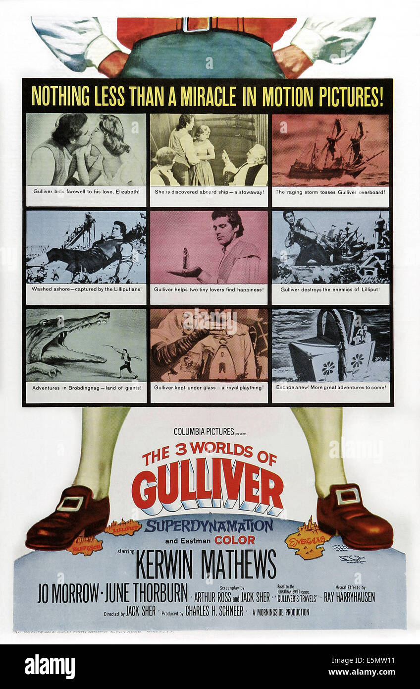 Les 3 MONDES DE GULLIVER, poster, 1960 US Banque D'Images