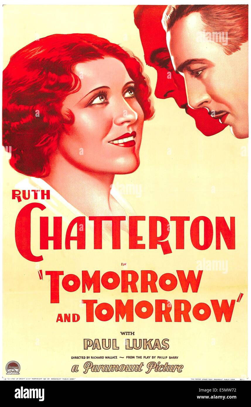 Demain, et demain, à partir de la gauche : Ruth Chatterton, Paul Lukas, 1932. Banque D'Images