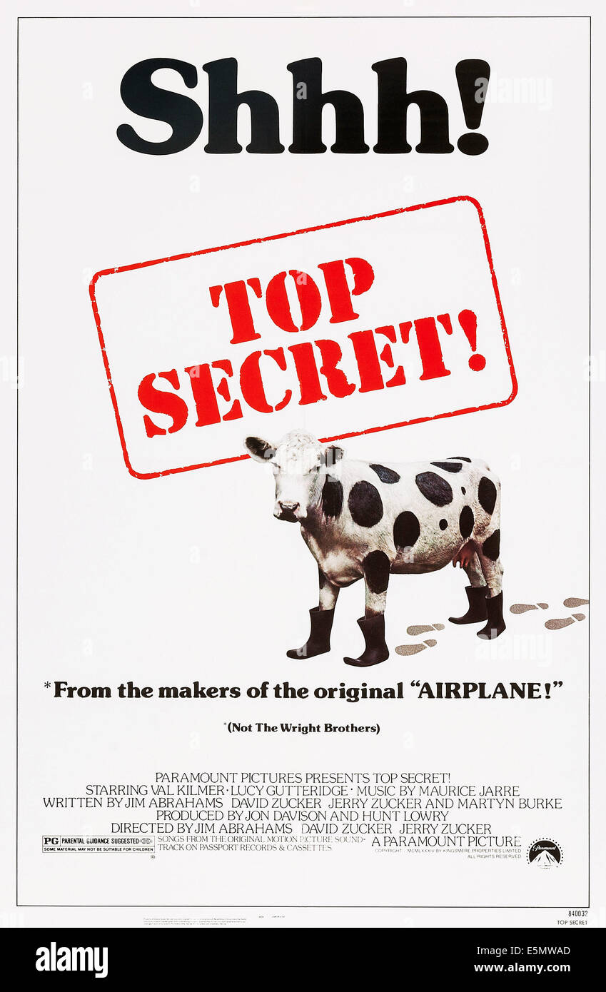 TOP SECRET, l'art de l'affiche, 1984, ©Paramount Pictures/avec la permission d'Everett Collection Banque D'Images