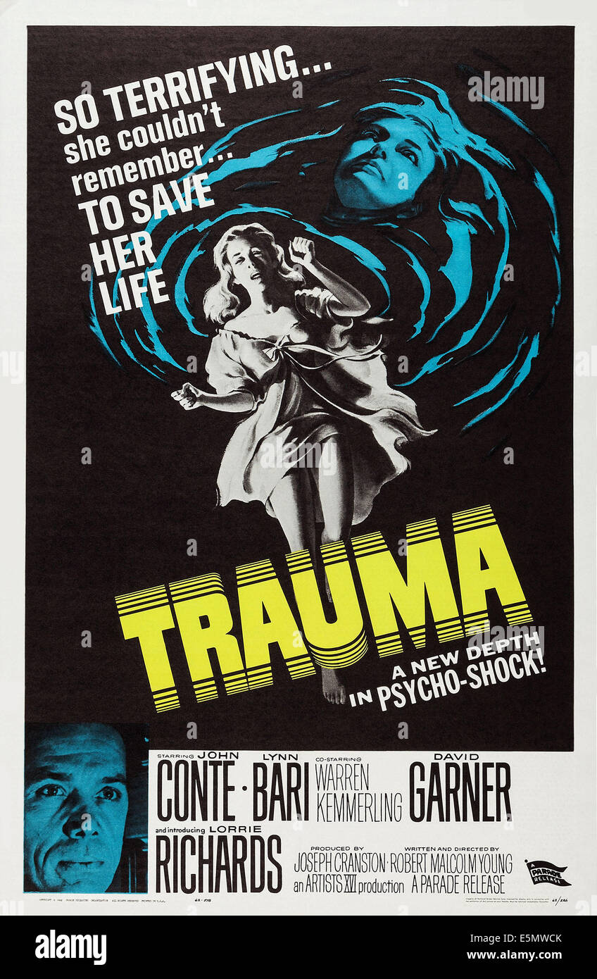 TRAUMA, bas : John Conte sur l'affiche, 1962. Banque D'Images