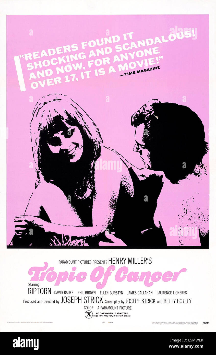 Tropique du Cancer, de nous poster art, droite : Rip Torn, 1970 Banque D'Images