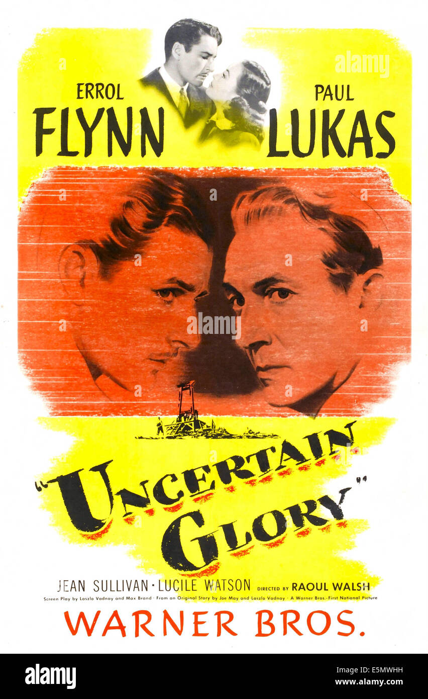 Gloire incertaine, entre nous, l'affiche Haut de la gauche : Errol Flynn, Jean Sullivan, centre de gauche : Errol Flynn, Paul Lukas, 1944 Banque D'Images