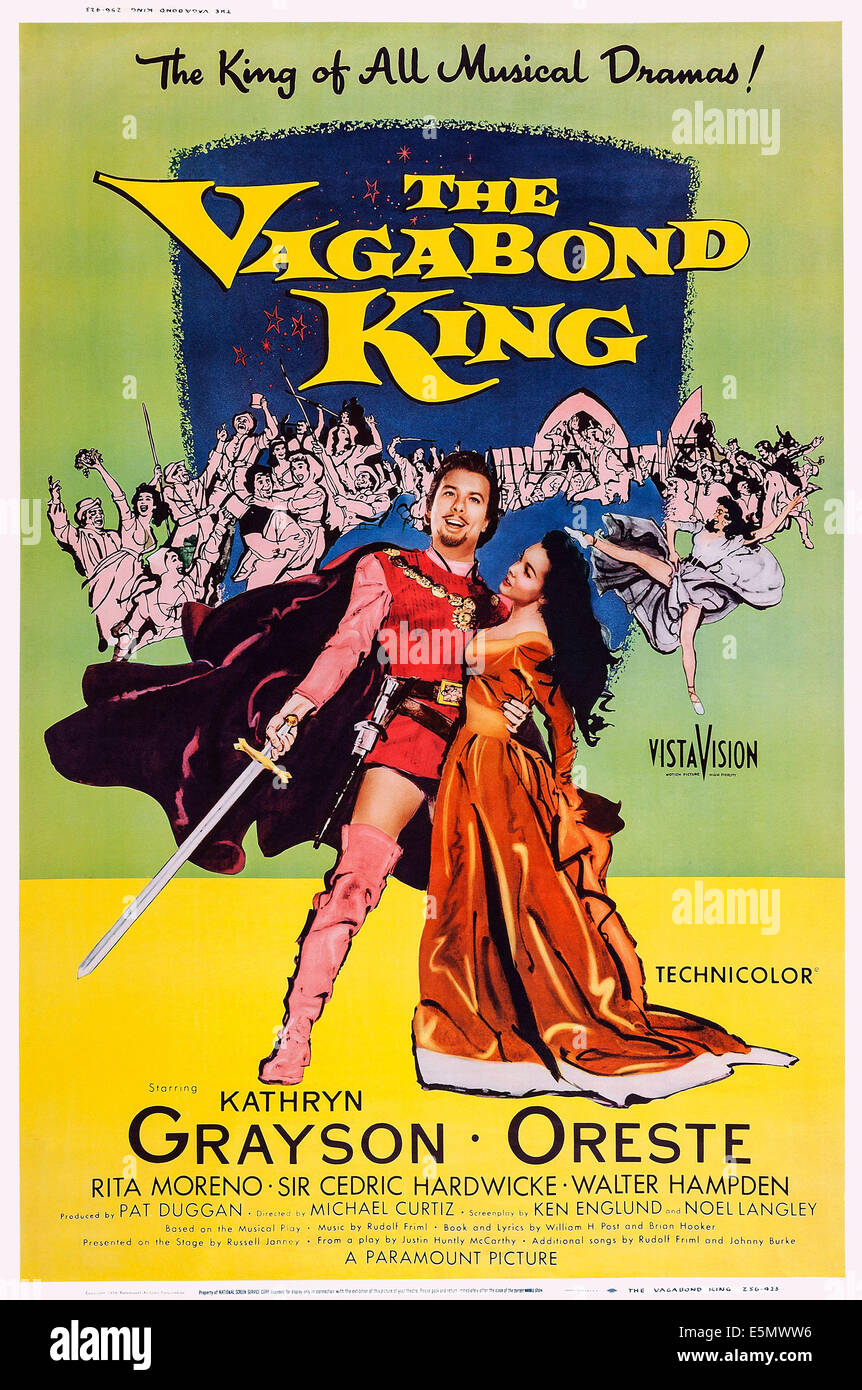 Le Vagabond King, de nous poster art, de gauche : Oreste Kirkop, Kathryn Grayson, 1956 Banque D'Images