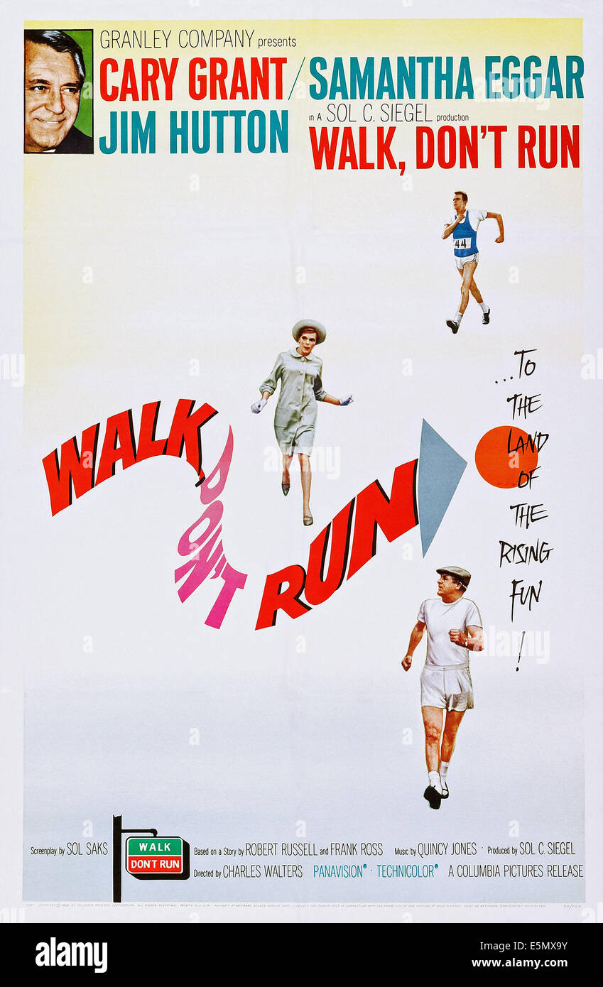 À pied, N'allez pas nous, l'affiche, de haut : Jim Hutton, Samantha Eggar, Cary Grant, 1960 Banque D'Images