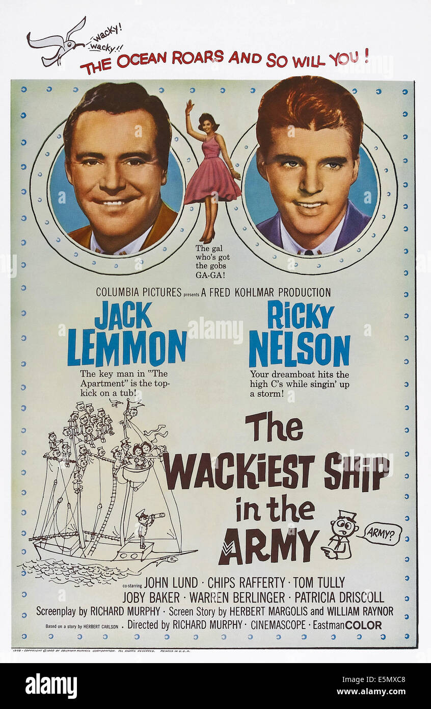 L'WACKIEST SHIP DANS L'armée, de nous poster art, de gauche : Jack Lemmon, Ricky Nelson, 1960 Banque D'Images
