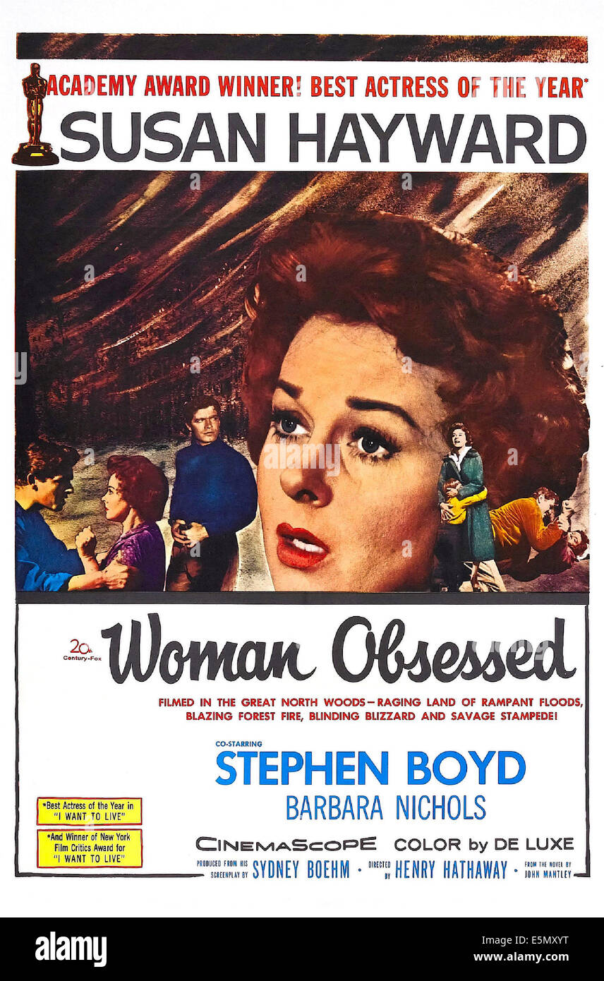 Femme obsédée, US poster art, de gauche, Stephen Boyd, Susan Hayward, 1959. TM & © Copyright 20th Century Fox Film Corp. Banque D'Images