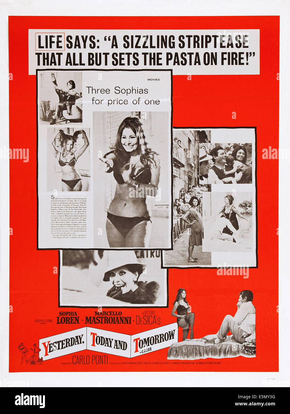 Hier, aujourd'hui et demain, de nous poster art, Sophia Loren, 1963 Banque D'Images