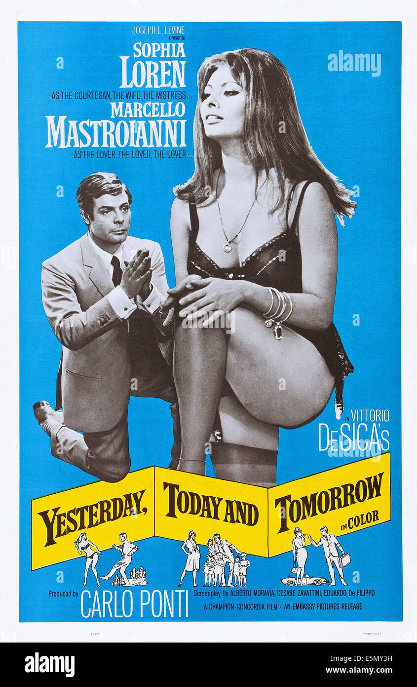 Hier, aujourd'hui et demain, (aka IERI, OGGI, DOMANI), US poster art, de gauche : Marcello Mastroianni, Sophia Loren, 1963 Banque D'Images