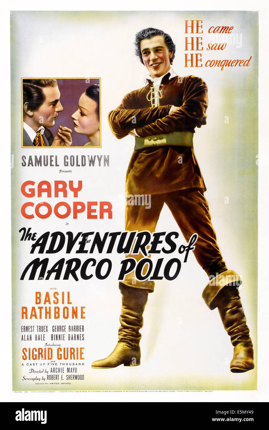 Les AVENTURES DE MARCO POLO, de nous poster art, de gauche : Gary Cooper, Binnie Barnes, Gary Cooper, 1938. Banque D'Images