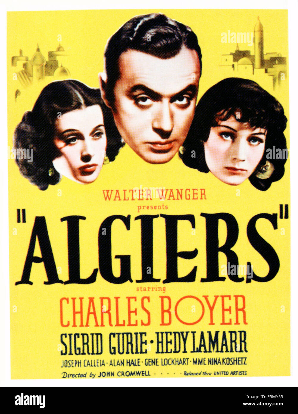 Alger, Hedy Lamarr, Charles Boyer, Sigrid Gurie sur la fenêtre carte, 1938 Banque D'Images