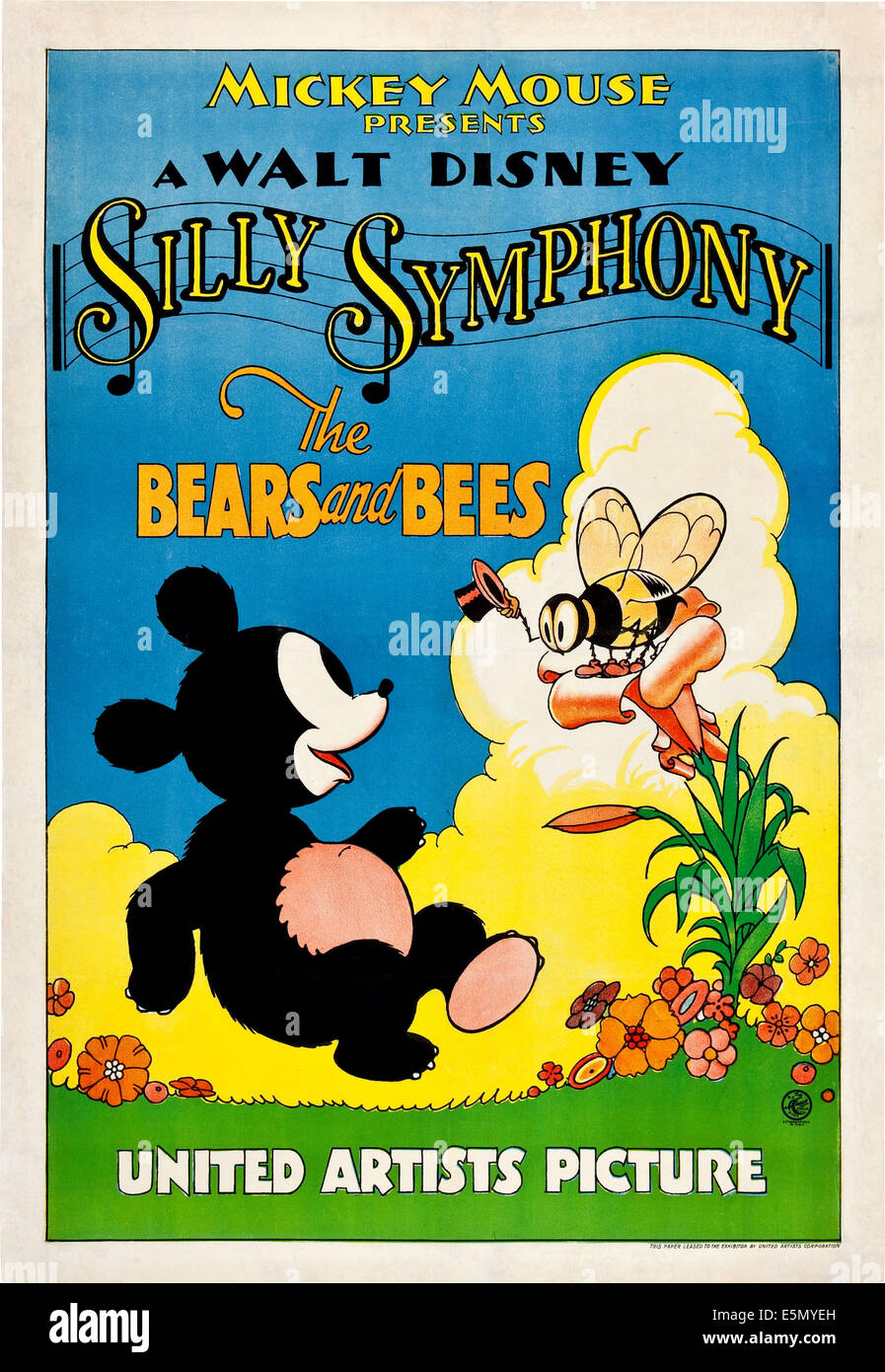 Les OURS ET LES ABEILLES, poster art, Disney Silly Symphony, 1932 court. Banque D'Images