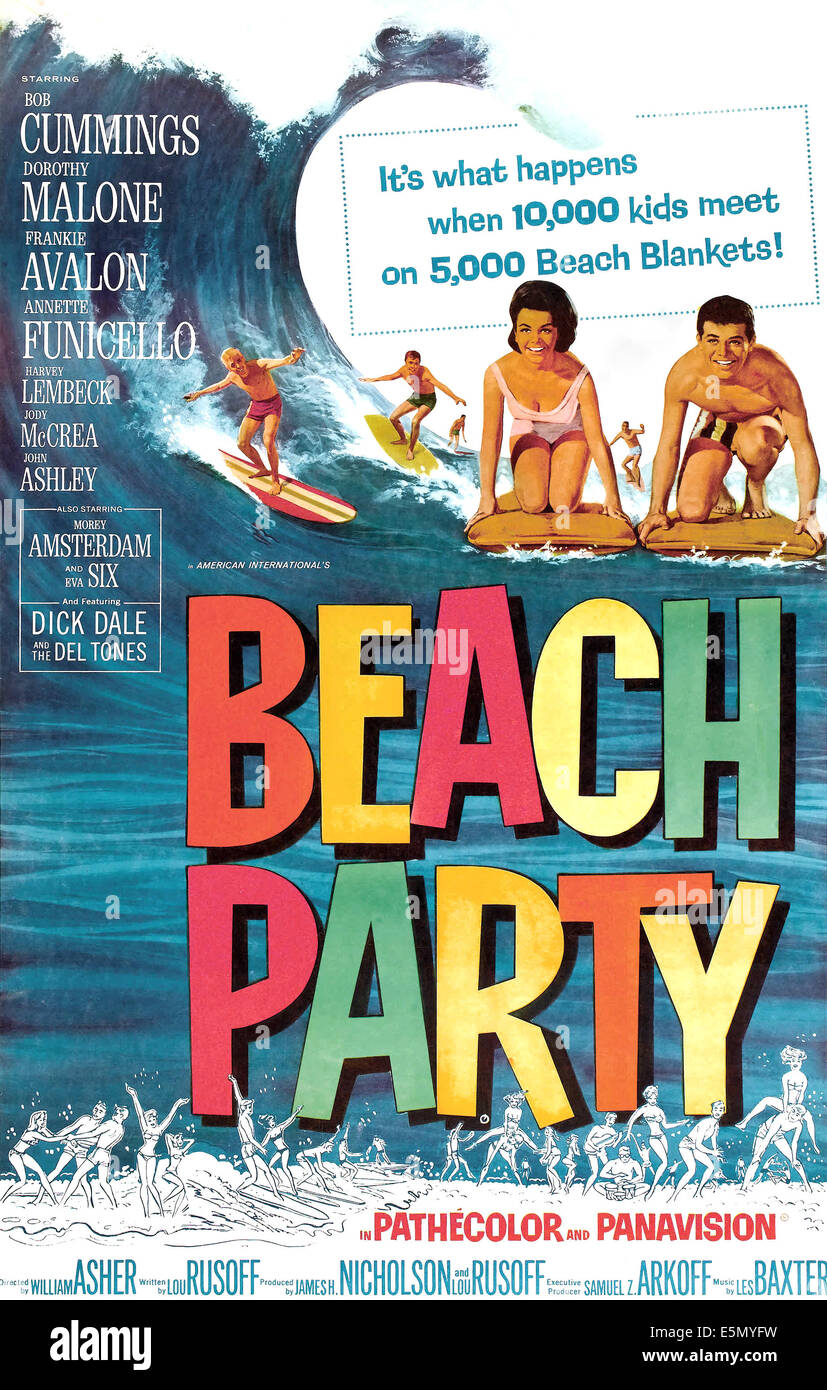 BEACH PARTY, de nous poster art, de gauche : Annette Funicello, Frankie Avalon, 1963 Banque D'Images