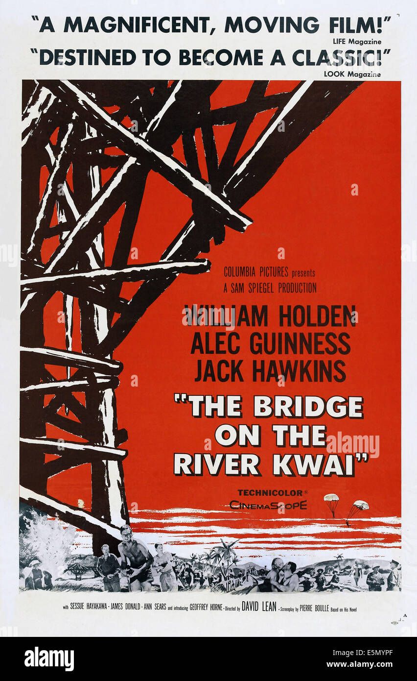 Le pont sur la rivière Kwai, art de l'affiche, 1957. Banque D'Images