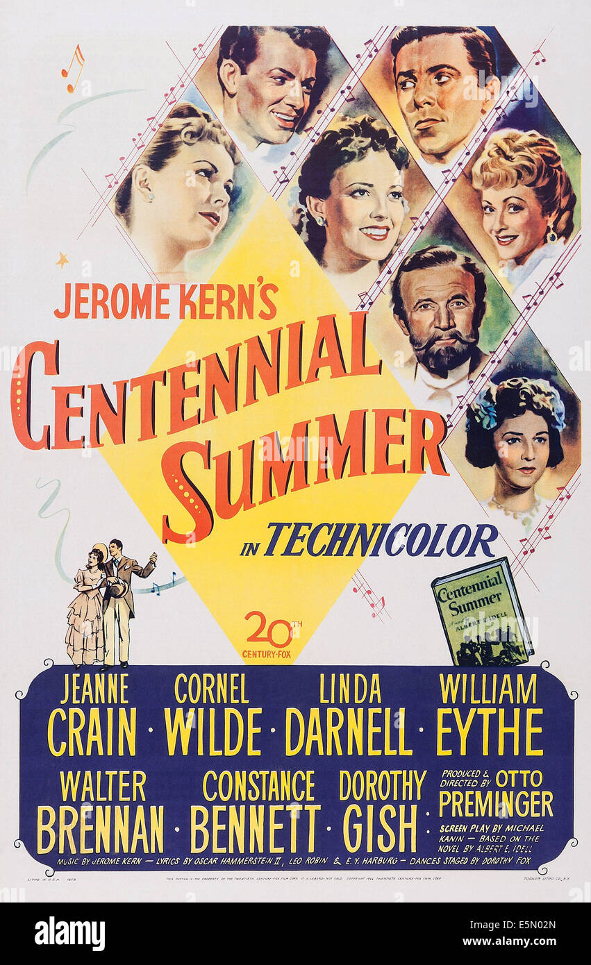 L'été du centenaire, à partir de la gauche : Jeanne Crain, Cornel Wilde, Linda Darnell, William Eythe, Constance Bennett, Walter Brennan, Banque D'Images