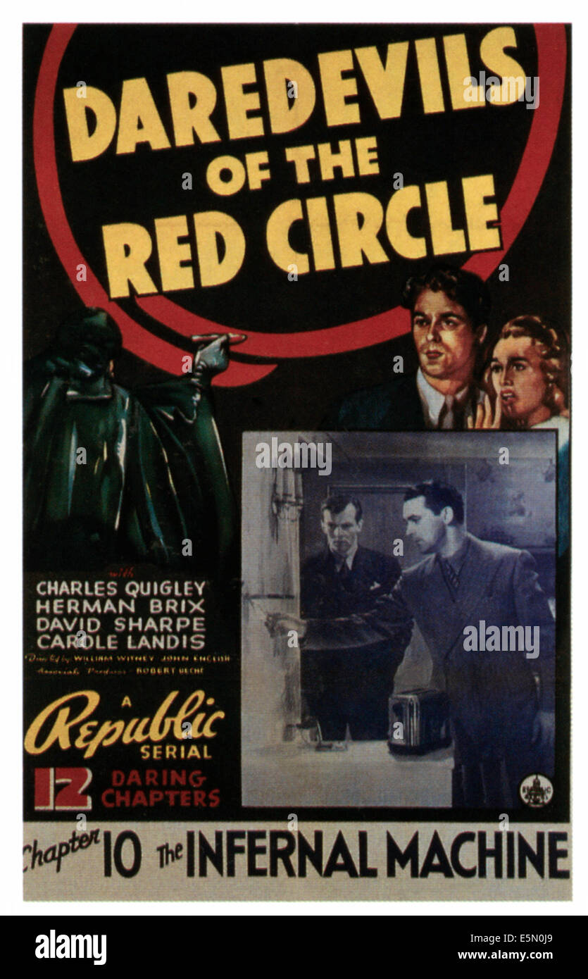 DAREDEVILS du cercle rouge, en haut de gauche à droite : Charles Quigley, Carole Landis dans 'Chapitre 10 : La machine infernale', 1939. Banque D'Images