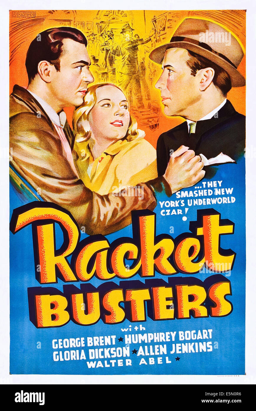 RACKET BUSTERS, US poster, de gauche à droite : George Brent, Gloria Dickson, Humphrey Bogart, 1938 Banque D'Images