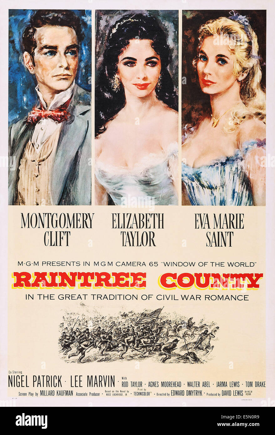 Arbre de vie, de nous poster, de gauche : Montgomery Clift, Elizabeth Taylor, Eva Marie Saint, 1957. Banque D'Images