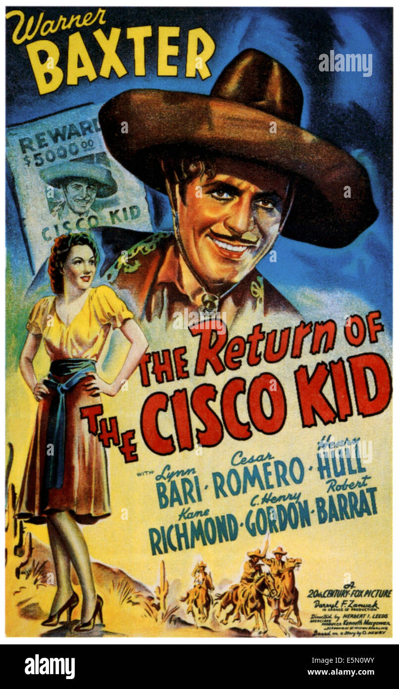 Le RETOUR DE LA SOLUTION CISCO KID, haut : Warner Baxter, à gauche : Lynn Bari, 1939, TM et copyright ©20th Century Fox Film Corp. Banque D'Images