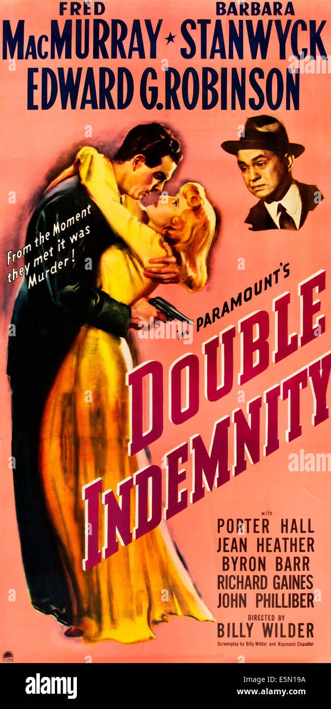 DOUBLE INDEMNITÉ, Fred MacMurray, Barbara Stanwyck, Edward G. Robinson, 1944 Banque D'Images