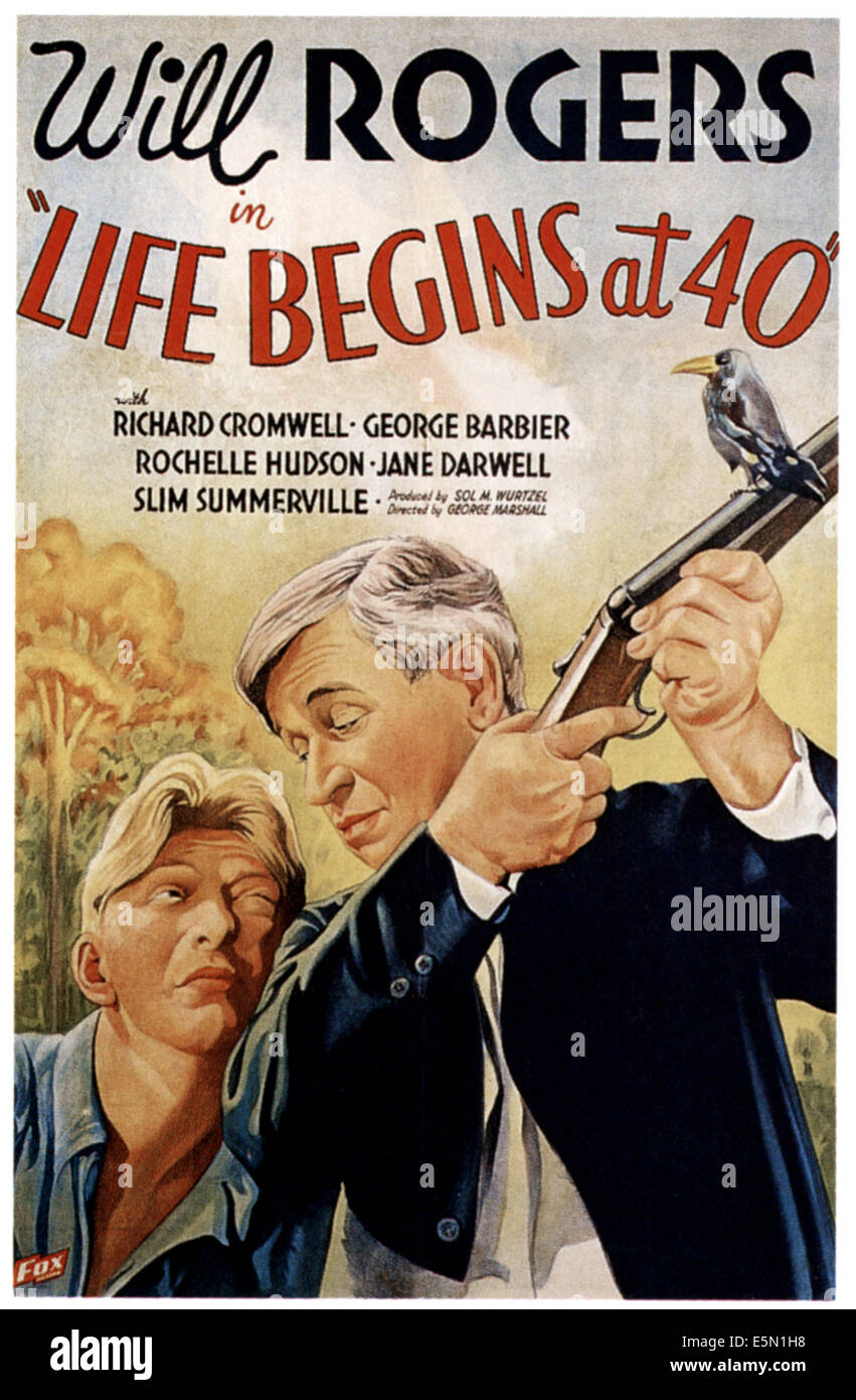La vie commence à 40 ans, à partir de la gauche : Sterling Holloway, Will Rogers, 1935, TM et copyright ©20th Century Fox Film Corp. Banque D'Images