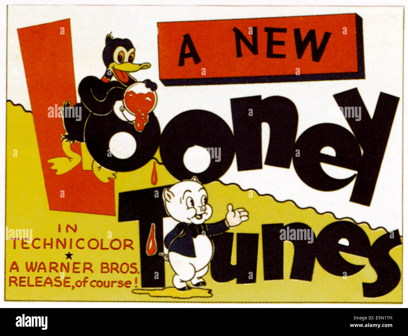 LOONEY TUNES, de haut : Daffy Duck, Porky Pig en stock lobbycard, 1944. Banque D'Images