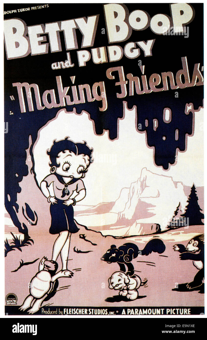 Se faire des amis, Betty Boop (à gauche), en bas au centre : 1936, potelé. Banque D'Images