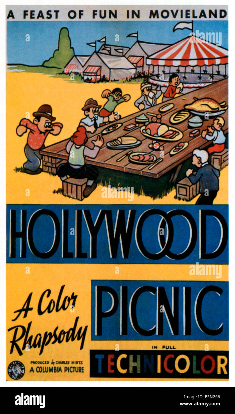 Pique-nique d'HOLLYWOOD, 1937. Banque D'Images