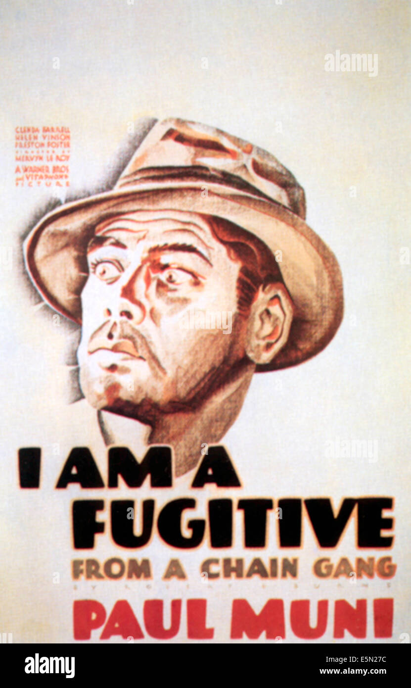 Je suis un fugitif DE LA CHAÎNE D'UN GANG, Paul Muni, 1932 Banque D'Images