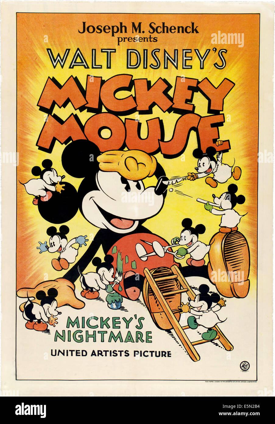 MICKEY'S NIGHTMARE, poster art, centre : Mickey Mouse, 1932. Banque D'Images