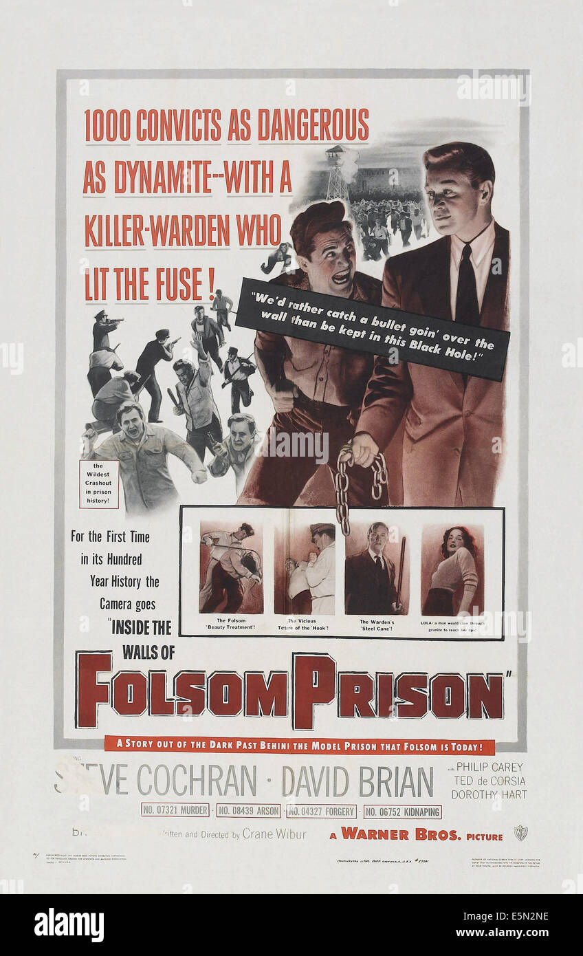 INSIDE THE WALLS OF FOLSOM PRISON, US poster art, en haut de gauche à droite : Steve Cochran, David Brian, 1951. Banque D'Images