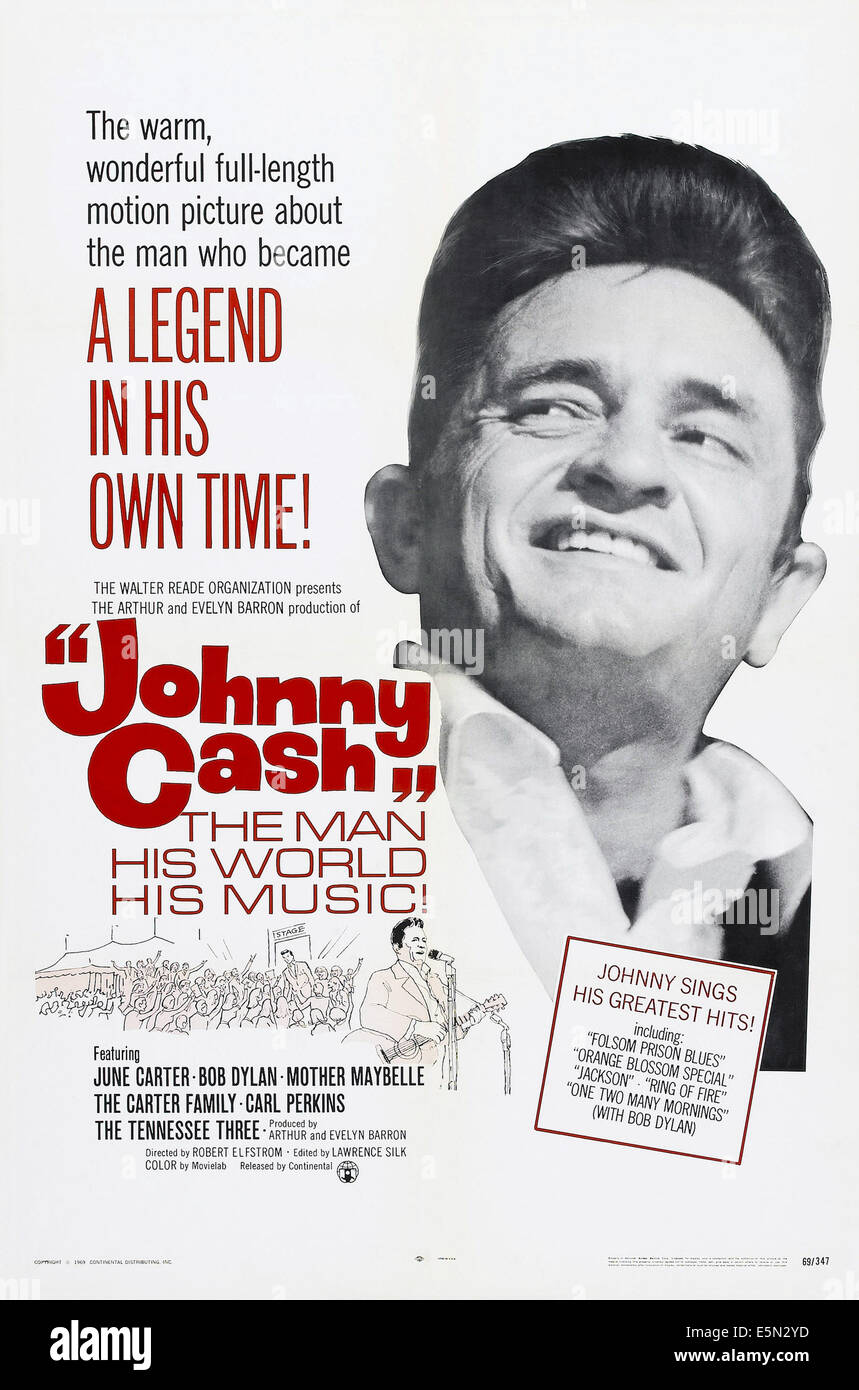 JOHNNY CASH - L'HOMME, son monde, sa musique, de nous poster art, Johnny Cash, 1969 Banque D'Images