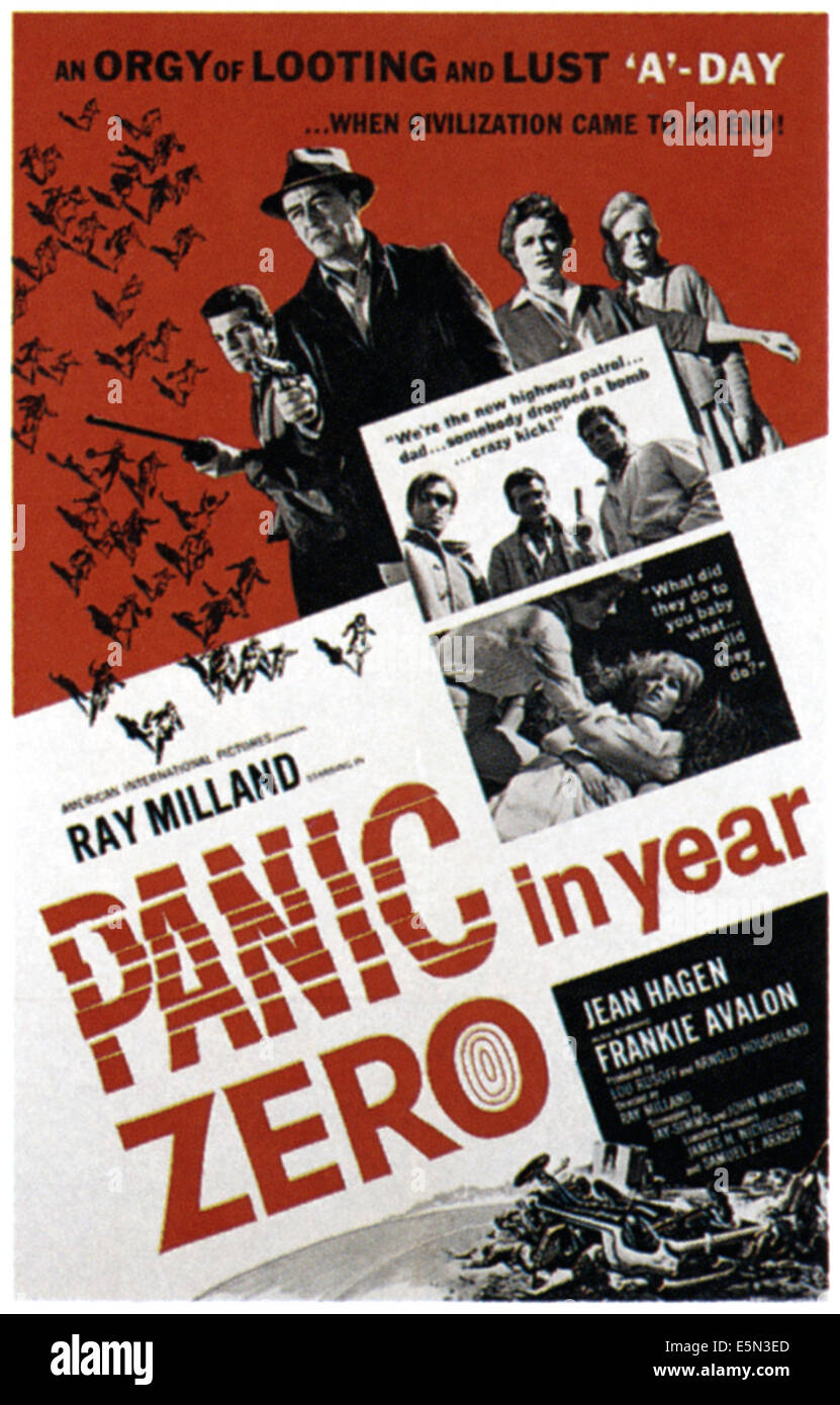 Panique dans l'année zéro !, haut de gauche : Frankie Avalon, Ray Milland, Jean Hagen, 1962. Banque D'Images