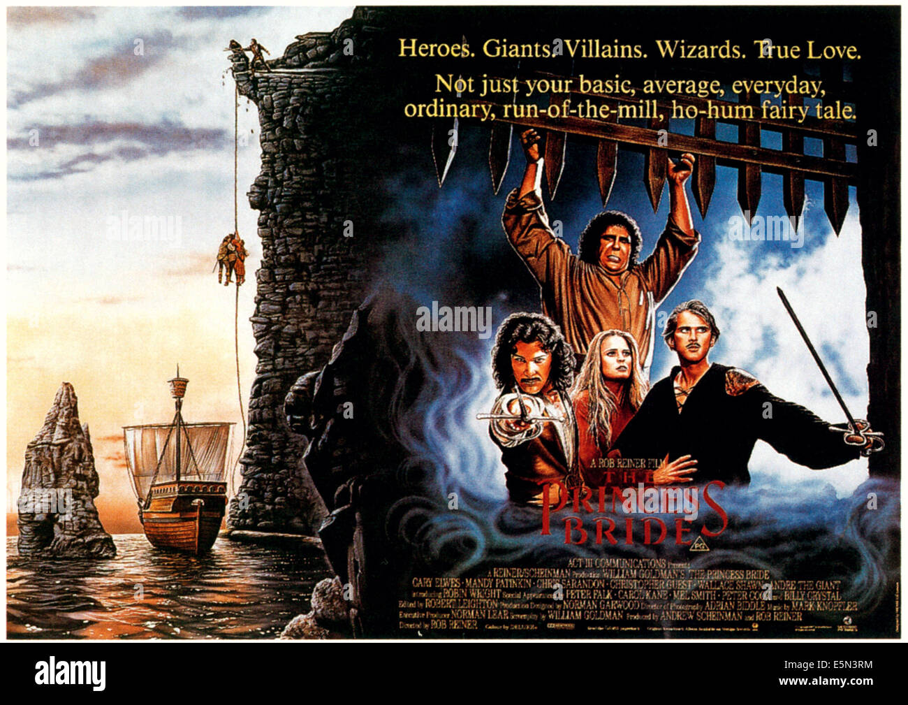 Le Princess Bride, dans le sens horaire à partir du haut : André le Géant, Cary Elwes, Robin Wright Penn, Mandy Patinkin, 1987, TM et copyright Banque D'Images
