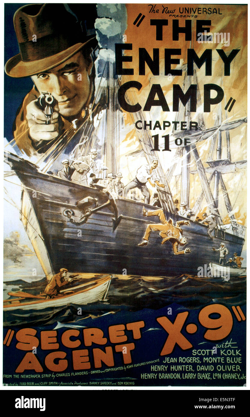 SECRET AGENT X-9, en haut à gauche : Scott Kolk dans 'Chapitre 11 : le camp ennemi', 1937. Banque D'Images