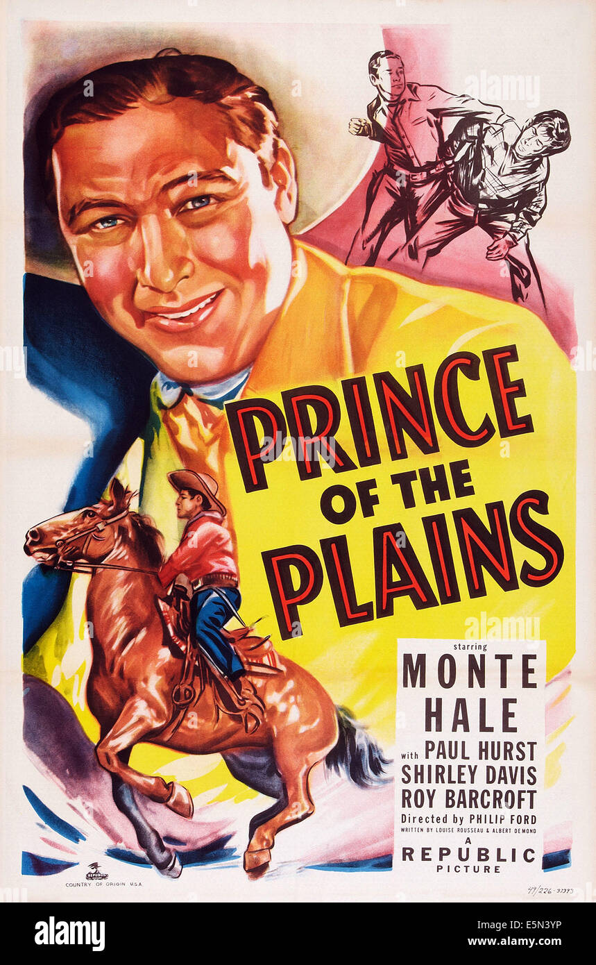 PRINCE DES PLAINES, de nous poster art, Monte Hale, 1949. Banque D'Images