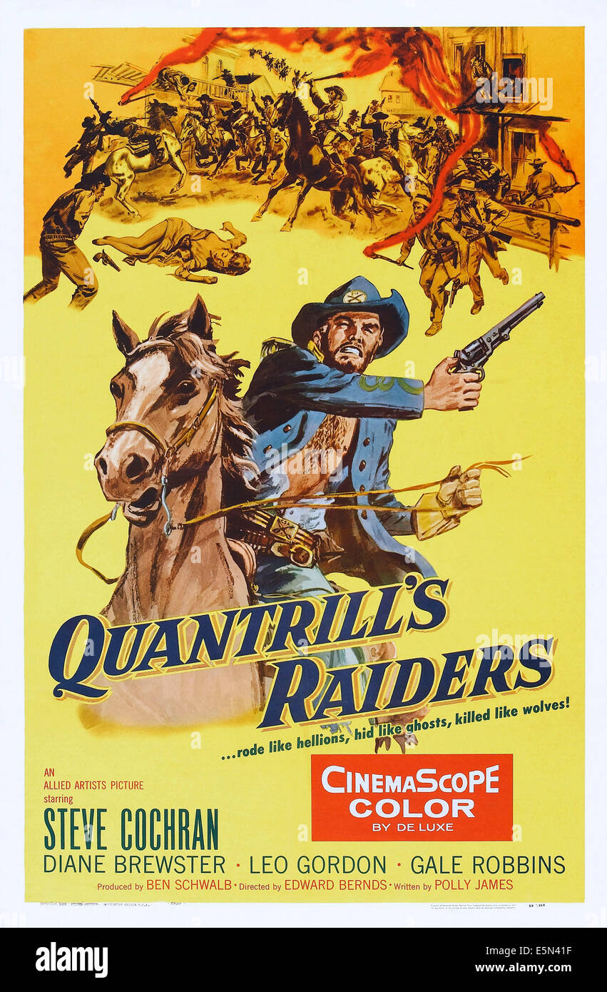 QUANTRILL'S RAIDERS, US poster art, Steve Cochran, 1958. Banque D'Images