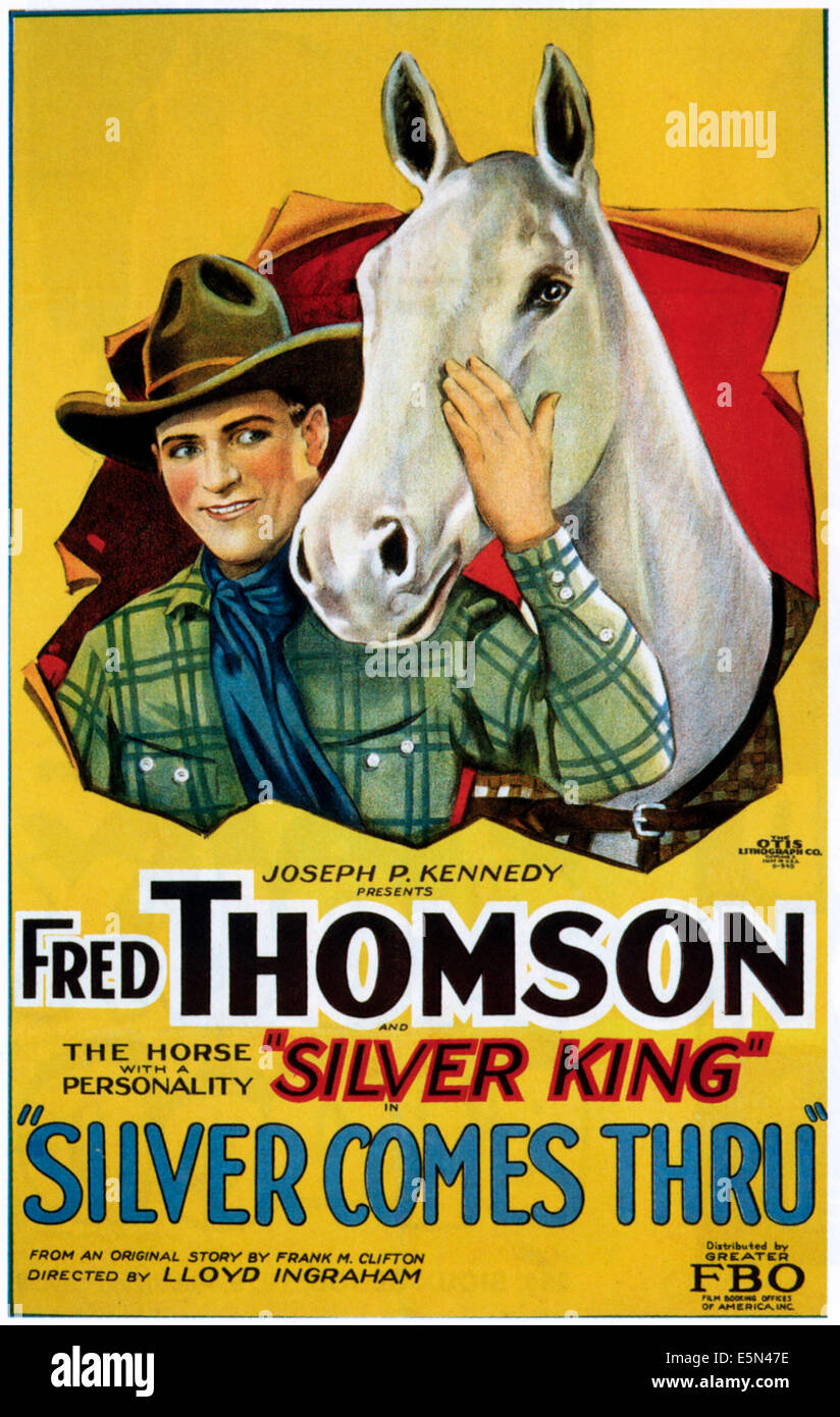 L'ARGENT VIENT À TRAVERS, Fred Thompson, de l'argent roi le cheval, 1927. Banque D'Images